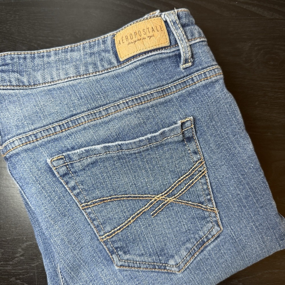 Aeropostale Womens 10 (fits 31x30) Skinny Mid Rise Jeans Denim Medium Wash
